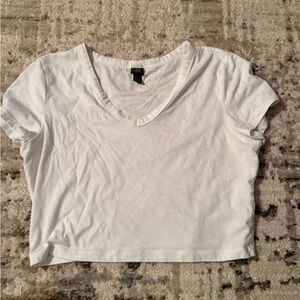 Wild Fable White V-Neck Crop Top